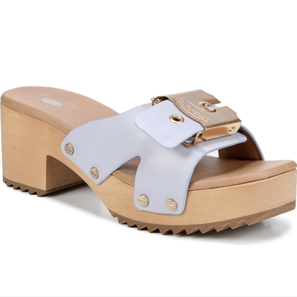 Dr. Scholl’s Max Slide Sandals Blue Dawn (Pale Powder Blue / Gray) Size 10